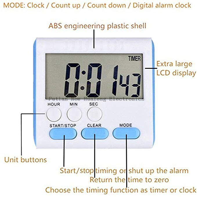  Temporizador de cocina de 24 horas, temporizador Digital, temporizador de aula para profesores con reloj de cocina, alarma fuerte para niños y potente Magget