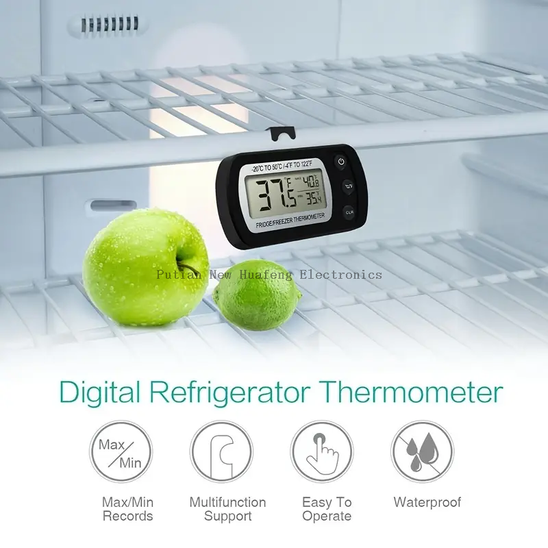 Termómetro digital impermeable para refrigerador y congelador con imán