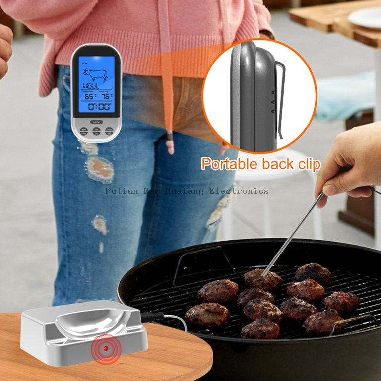 Termómetro remoto para carne, termómetro inalámbrico para carne, termómetro digital para cocinar alimentos para barbacoa, cocina, parrilla, ahumador, horno, cocina