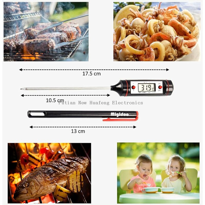 Venta al por mayor, sonda larga para el hogar, barbacoa electrónica, parrilla, comida, cocina, barbacoa, termómetro Digital para carne