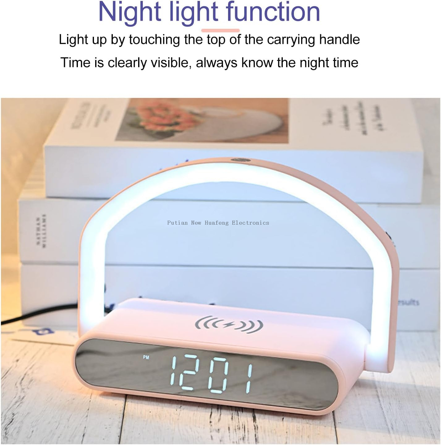 Reloj de escritorio electrónico, despertador casero multifuncional con carga inalámbrica 