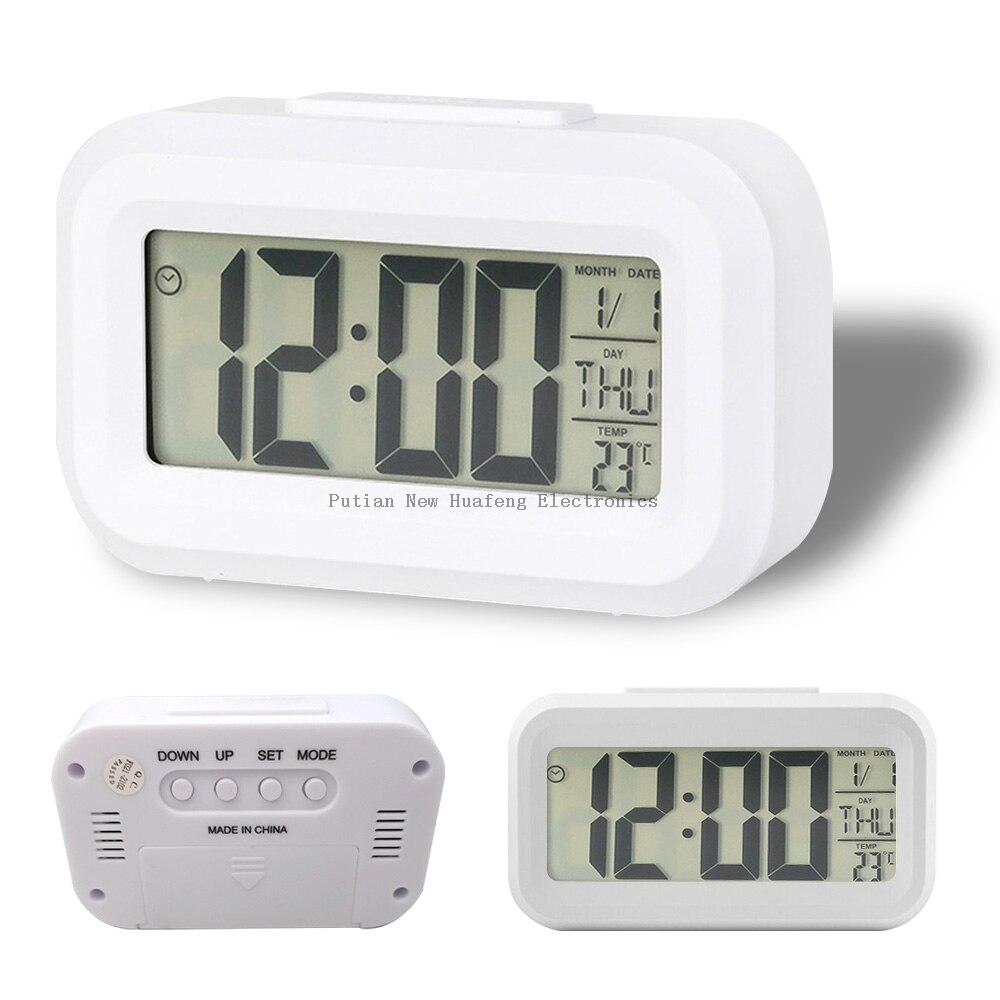 Mini reloj LCD portátil de viaje, despertador Digital electrónico con fecha, temperatura interior, luz de repetición,