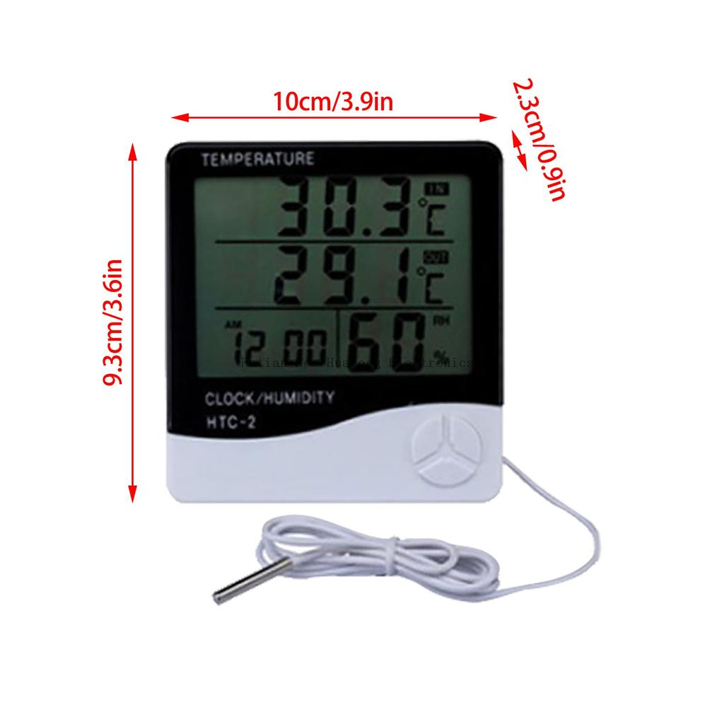 Reloj HTC-2 Digital para interiores y exteriores, termómetro, higrómetro, temperatura meteorológica, registro máximo y mínimo