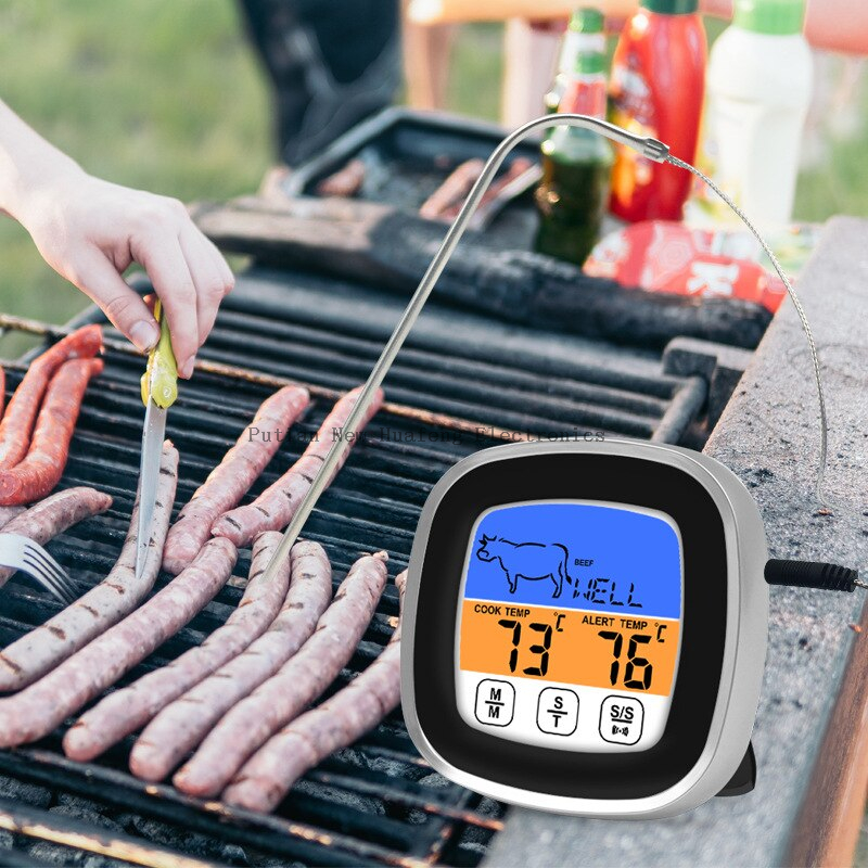2023 NUEVO TERMÓMETRO PARA CARNE PARA BARBACOA CON PANTALLA TÁCTIL CUADRADA Y TEMPORIZADOR EN PANTALLA A COLOR