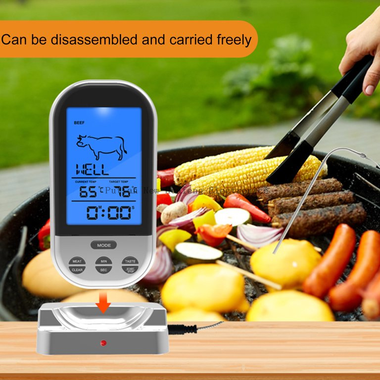 Termómetro remoto para carne, termómetro inalámbrico para carne, termómetro digital para cocinar alimentos para barbacoa, cocina, parrilla, ahumador, horno, cocina