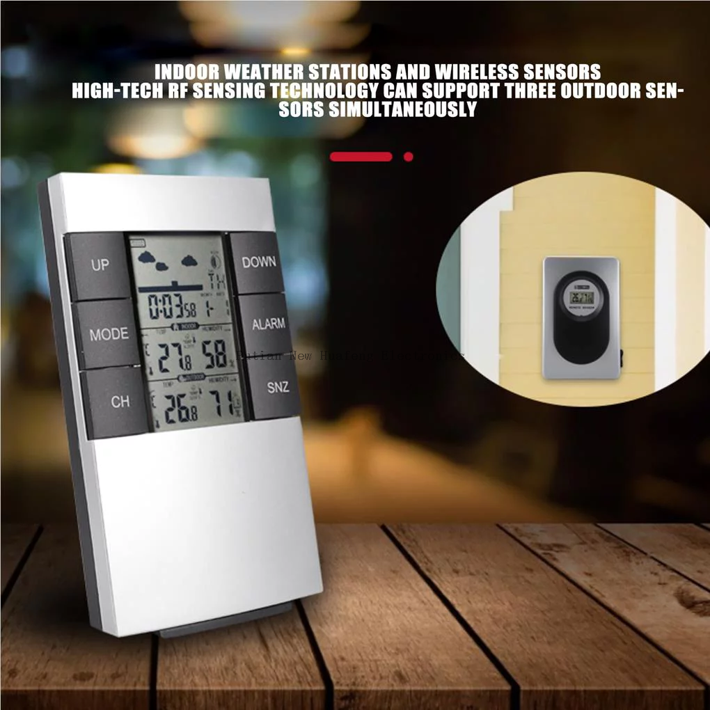 Reloj de estación meteorológica inalámbrico para interiores y exteriores, reloj Digital con temperatura y humedad, relojes de escritorio y mesa