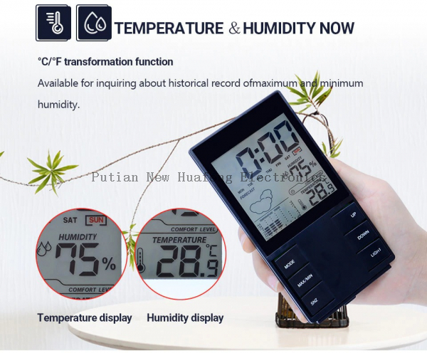 Reloj electrónico para interiores, termómetro de temperatura y humedad, termómetro Digital LCD e higrómetro, estación meteorológica