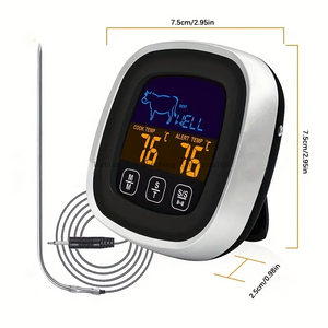 Termómetro digital para carne con pantalla táctil LCD grande, con sonda larga, temporizador de cocina, retroiluminación de lectura instantánea para ahumador, cocina, horno de barbacoa, termómetro para parrilla, termómetro para cocinar alimentos y carne