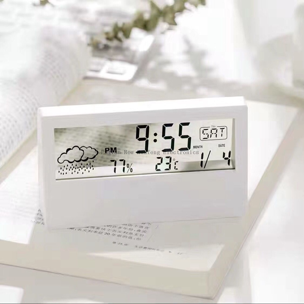 Reloj despertador de mesa con estación meteorológica con pantalla de calendario