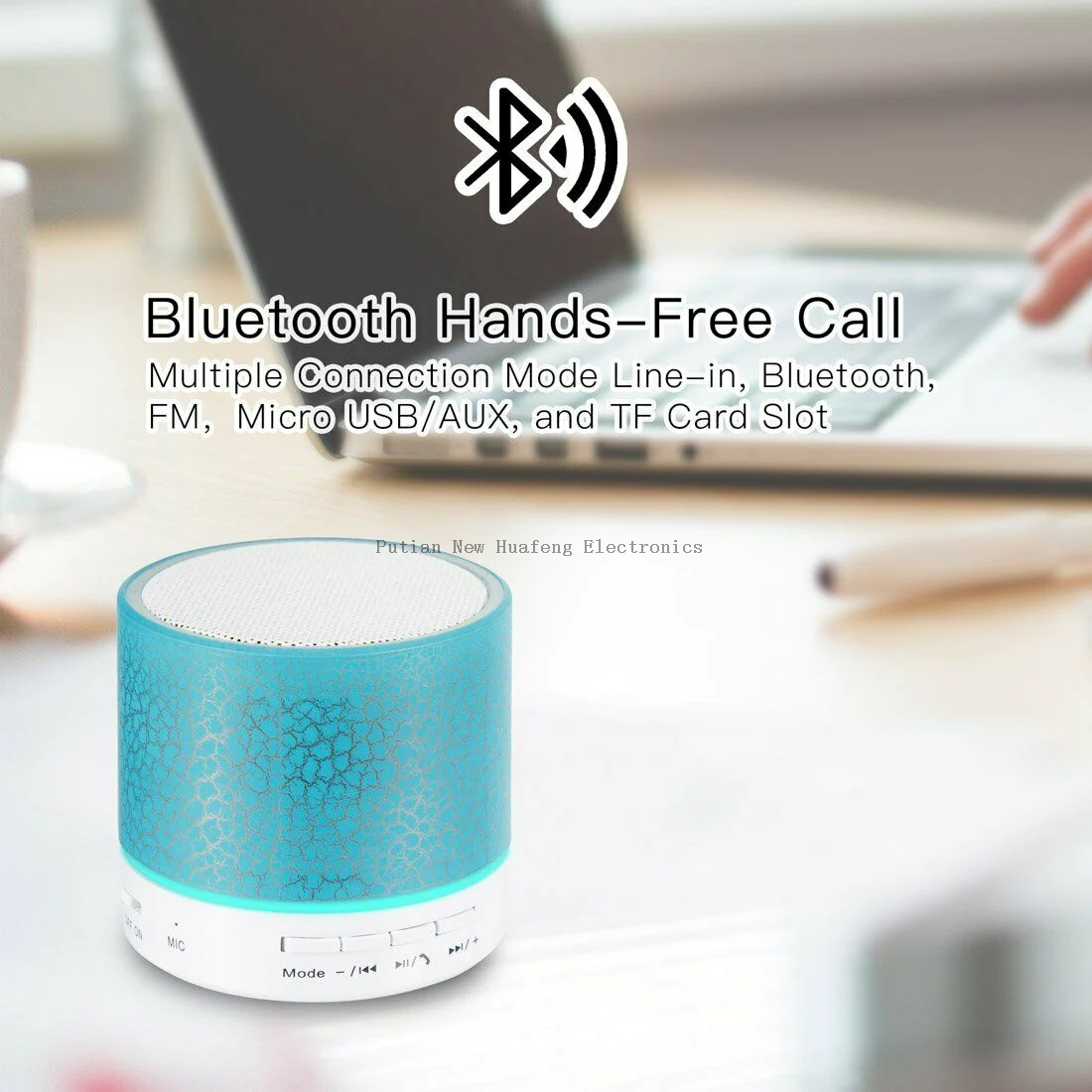 Promoción Radio FM portátil Luz LED S08U Mini altavoz inalámbrico Bluetooth compatible con MP3 AUX y tarjeta TF
