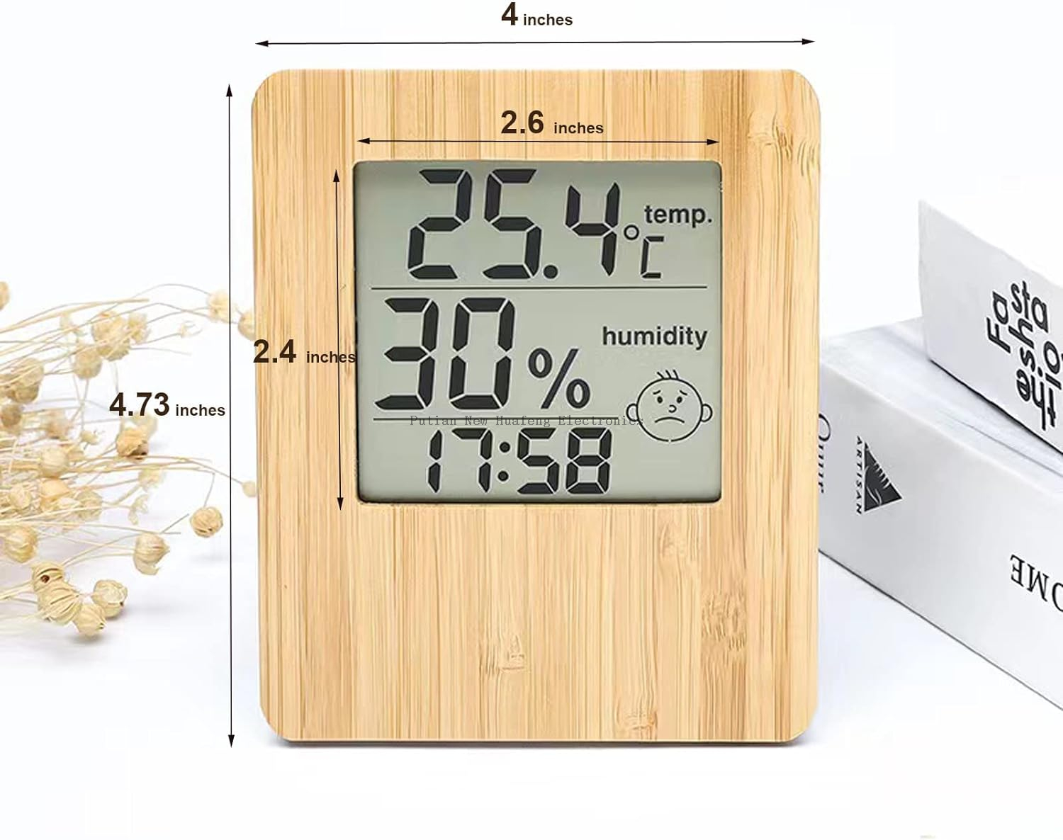 Termómetro higrómetro digital para interiores, termómetro de bambú y medidor de humedad con monitor de temperatura y humedad, para el hogar, dormitorio, habitación de bebé, oficina, invernadero, bodega