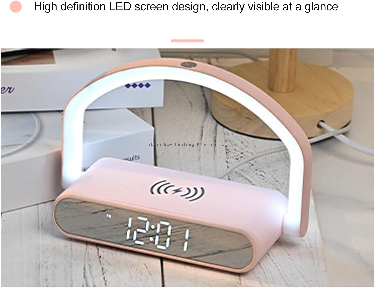 Reloj de escritorio electrónico, despertador casero multifuncional con carga inalámbrica 