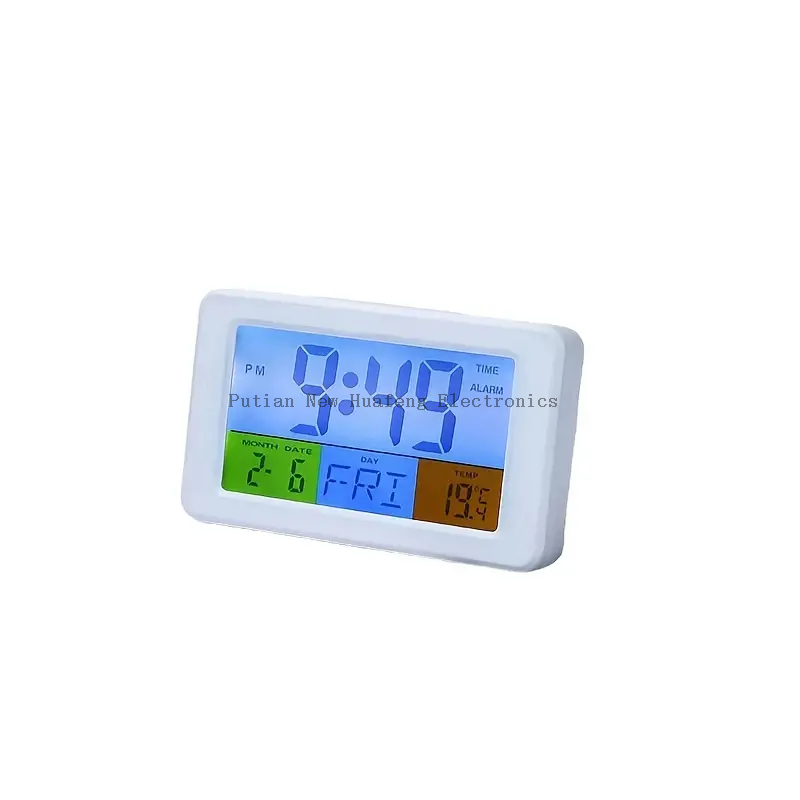 Reloj despertador digital con pantalla LCD colorida Monitor de temperatura Posponer alarma con calendario de reloj inteligente
