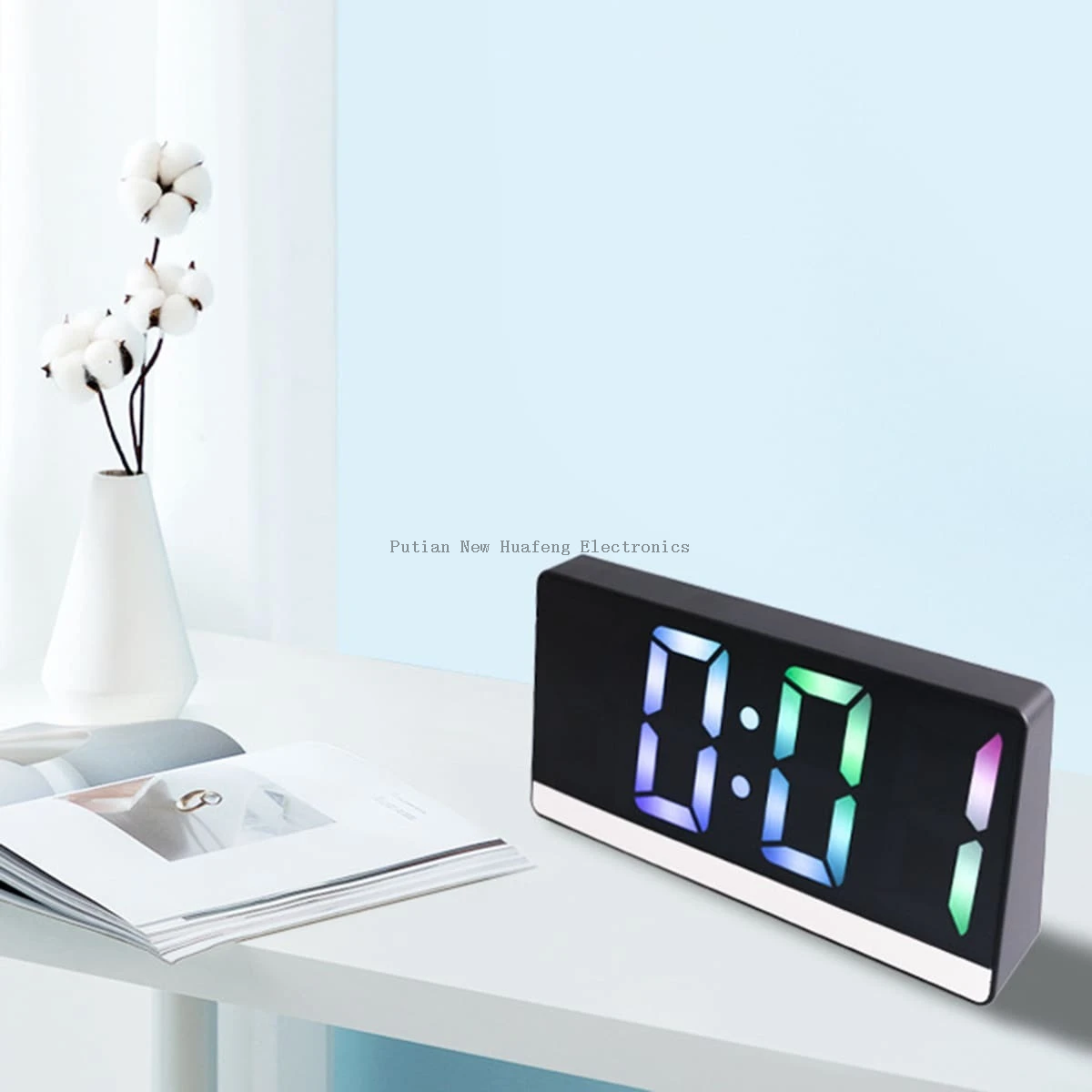 Reloj con espejo LED Digital controlado por voz con visualización de temperatura y tiempo para dormitorio y oficina