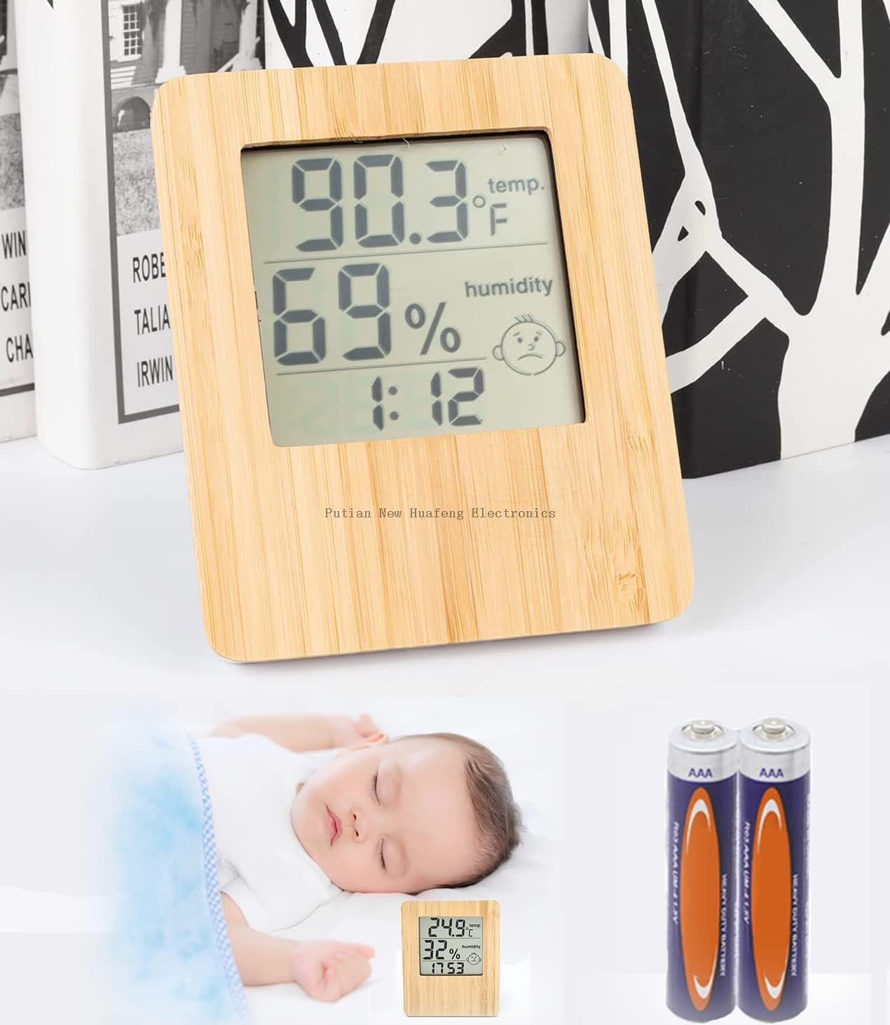 Termómetro higrómetro digital para interiores, termómetro de bambú y medidor de humedad con monitor de temperatura y humedad, para el hogar, dormitorio, habitación de bebé, oficina, invernadero, bodega