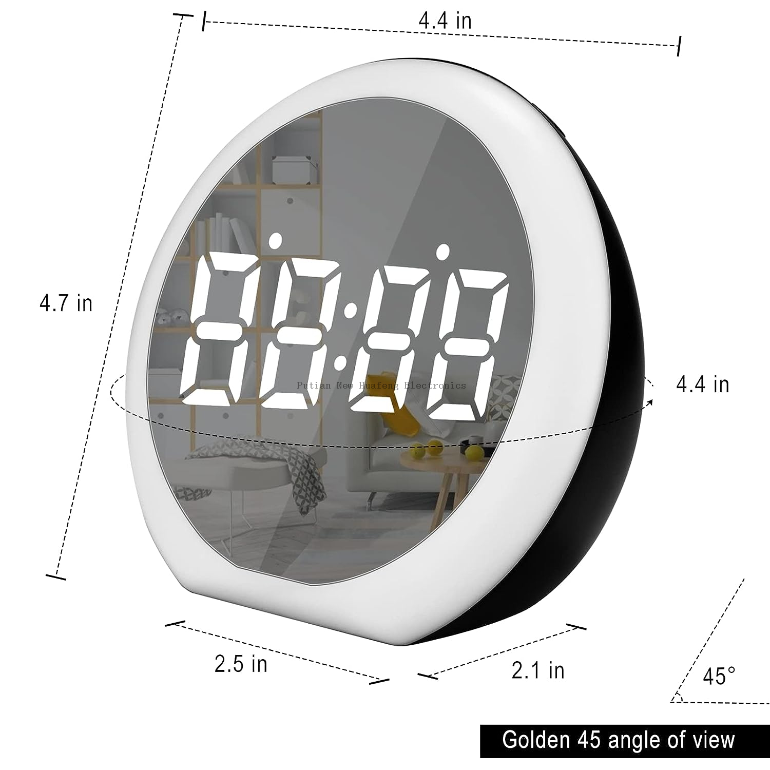 Decoración del hogar Espejo electrónico digital Decoración Despertadores Mesa Mesa Luz de noche Reloj LED con tres grupos de función de alarma