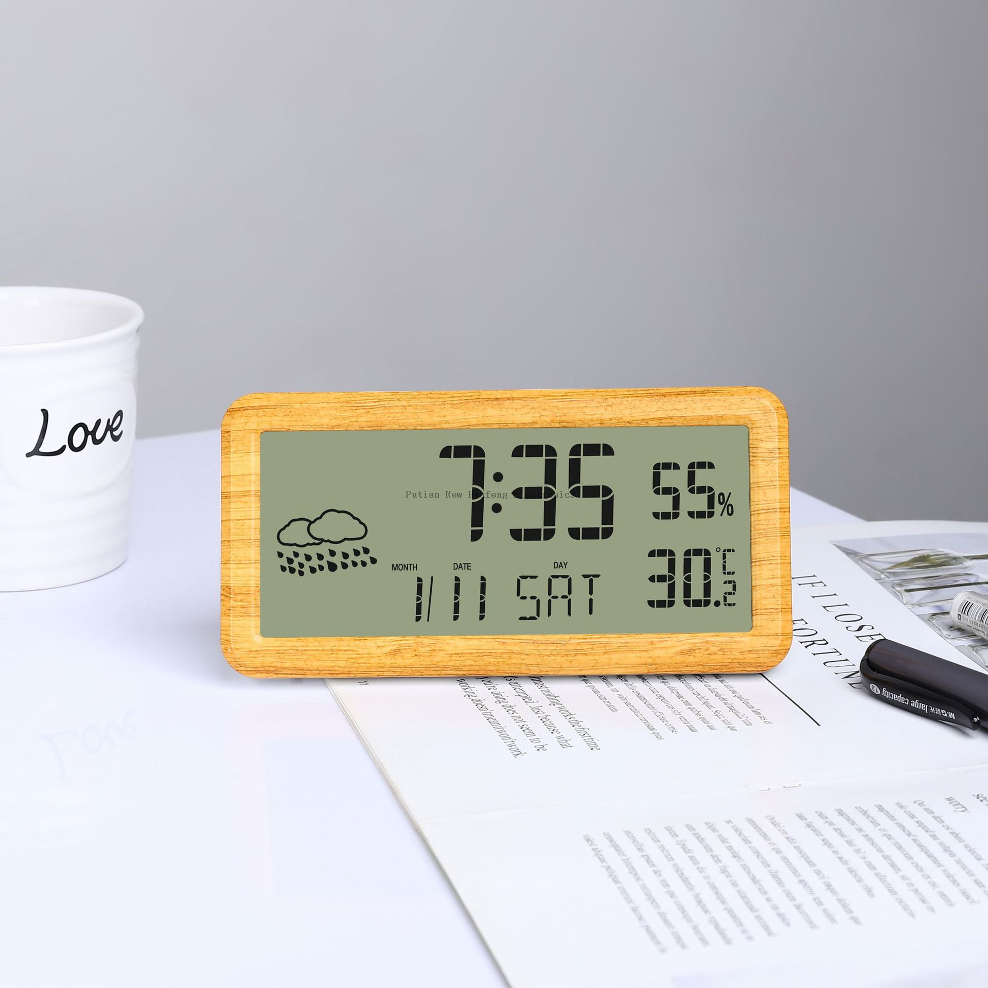 Reloj despertador Digital bonito inteligente despertador Reloj de escritorio reloj con soporte de noche mesitas de noche digitales reloj despertador de madera