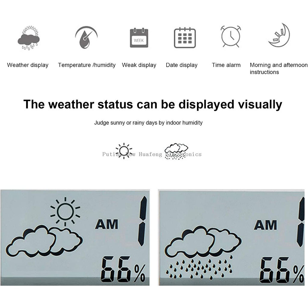 Reloj despertador de mesa con estación meteorológica con pantalla de calendario