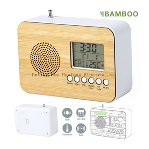 Despertador superior de bambú del reloj LCD de la radio FM de la decoración del hogar del nuevo diseño caliente de la venta
