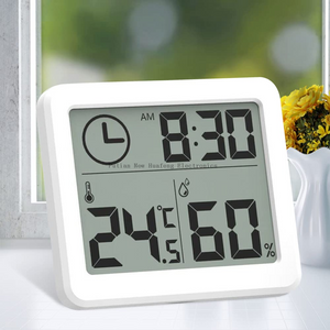 Termómetro interior delgado, pantalla LCD Digital, Sensor de temperatura, medidor de humedad, higrómetro para habitación del hogar, despertador, 2023
