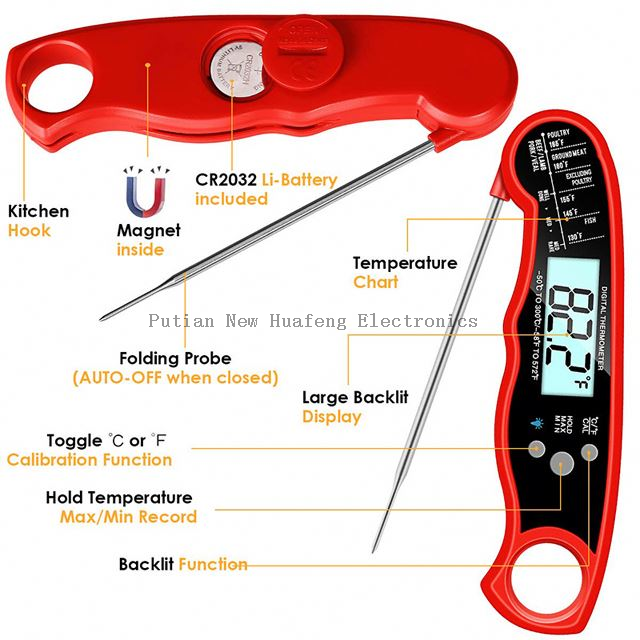 Termómetro Keuken - Termómetro digital - Vleesthermometer - Termómetro para barbacoa - Automatisch - Waterdicht - Ingebouwde flesopener
