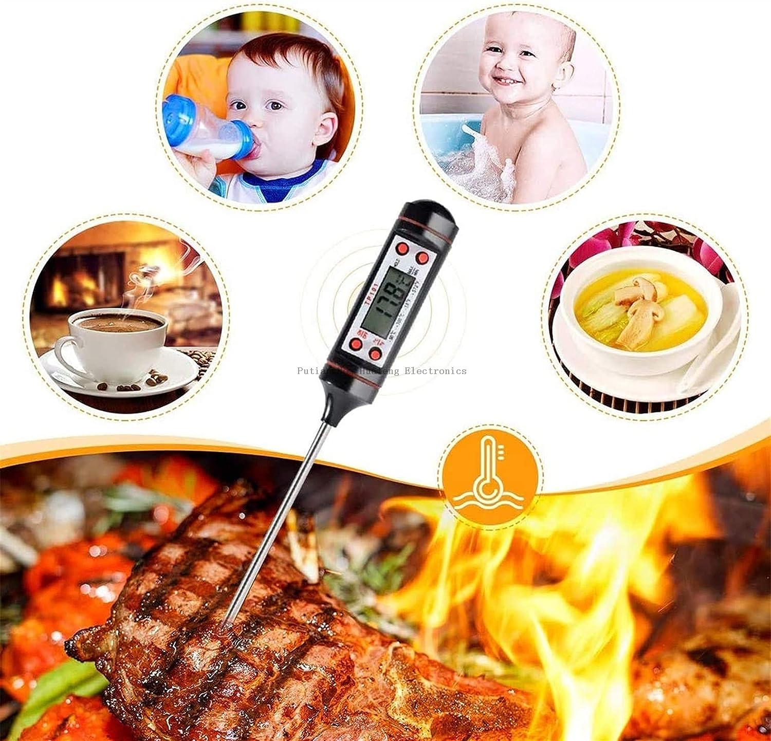 Venta al por mayor, sonda larga para el hogar, barbacoa electrónica, parrilla, comida, cocina, barbacoa, termómetro Digital para carne