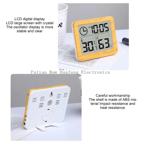 Higrómetro y temperatura digital para carpintería, reloj electrónico, sin contacto, estación meteorológica para decoración de escritorio