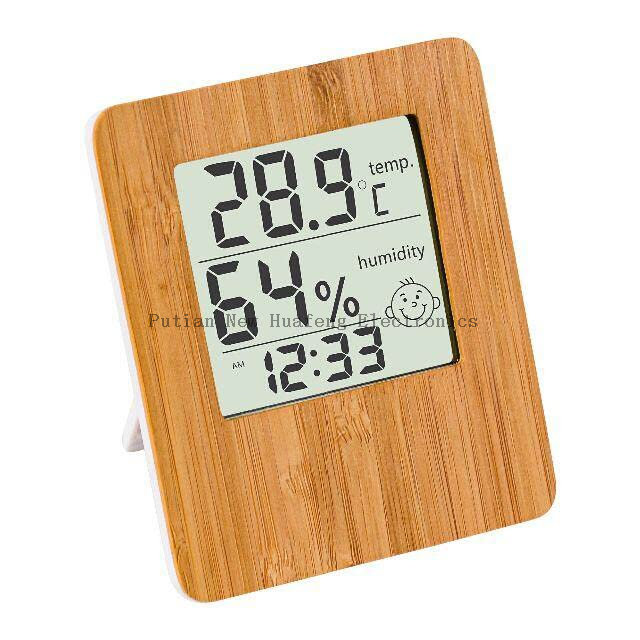 Reloj de mesa de escritorio de madera LCD de bambú multifunción temperatura humedad para decoración del hogar de oficina reloj despertador Digital