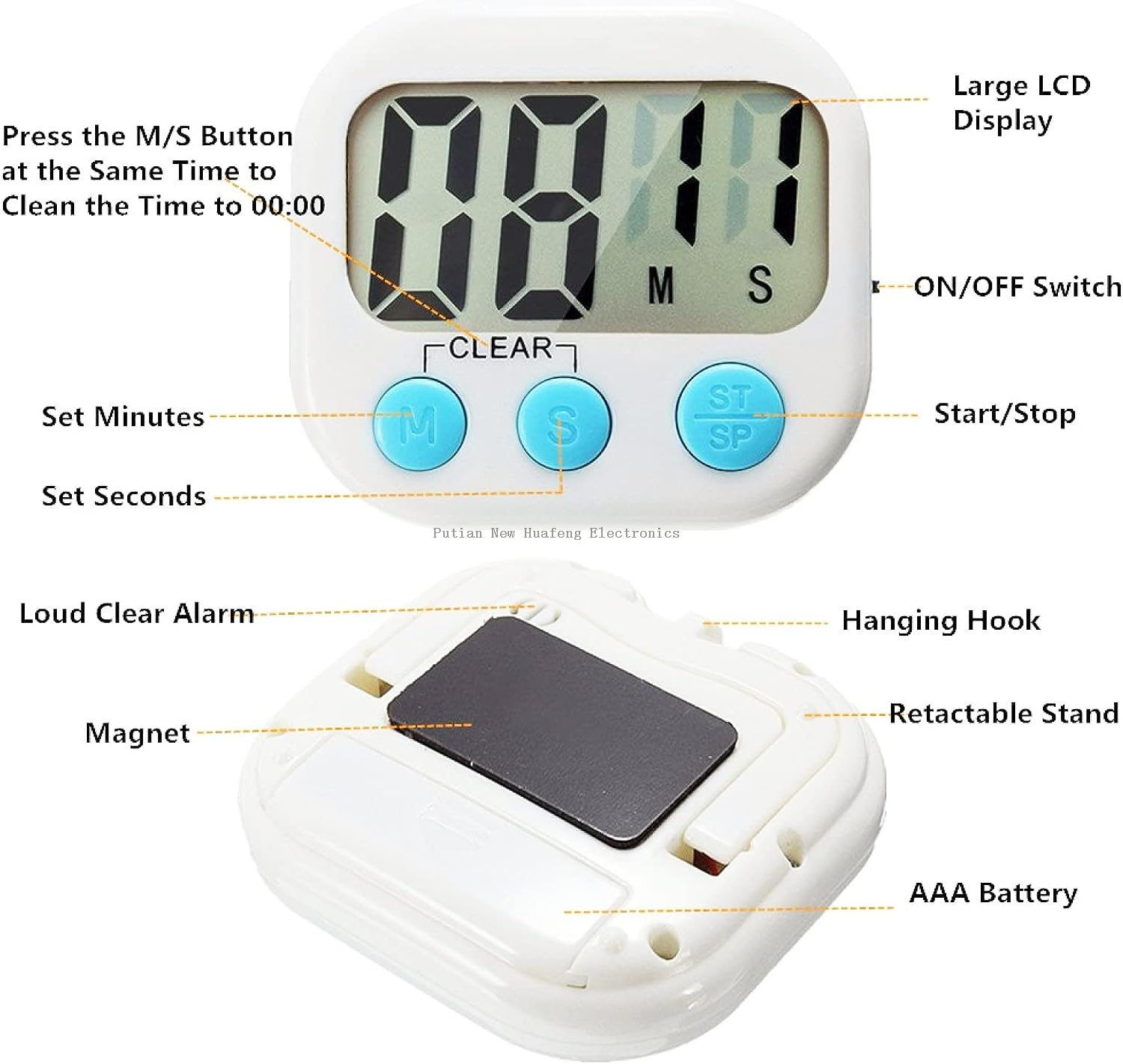 Temporizador de cocina pantalla grande pantalla Digital multifunción con batería temporizador de cocina electrónico
