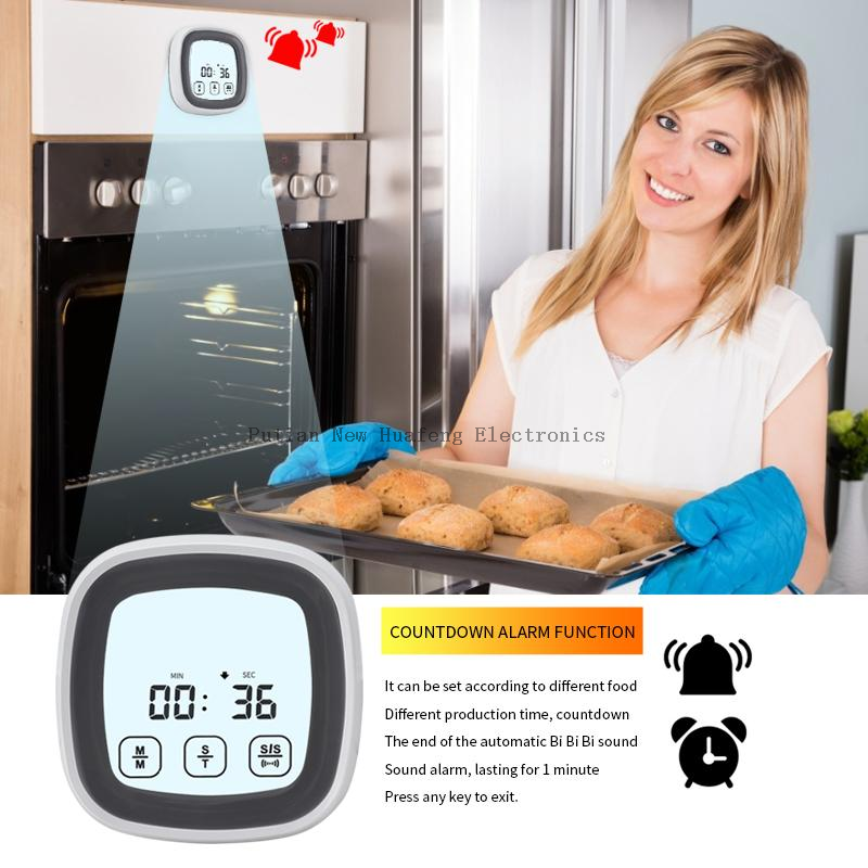 Termómetro de cocina inalámbrico con pantalla táctil, temporizador, parrilla de leche en polvo y Monitor de temperatura de cocción de alimentos, temperatura inteligente
