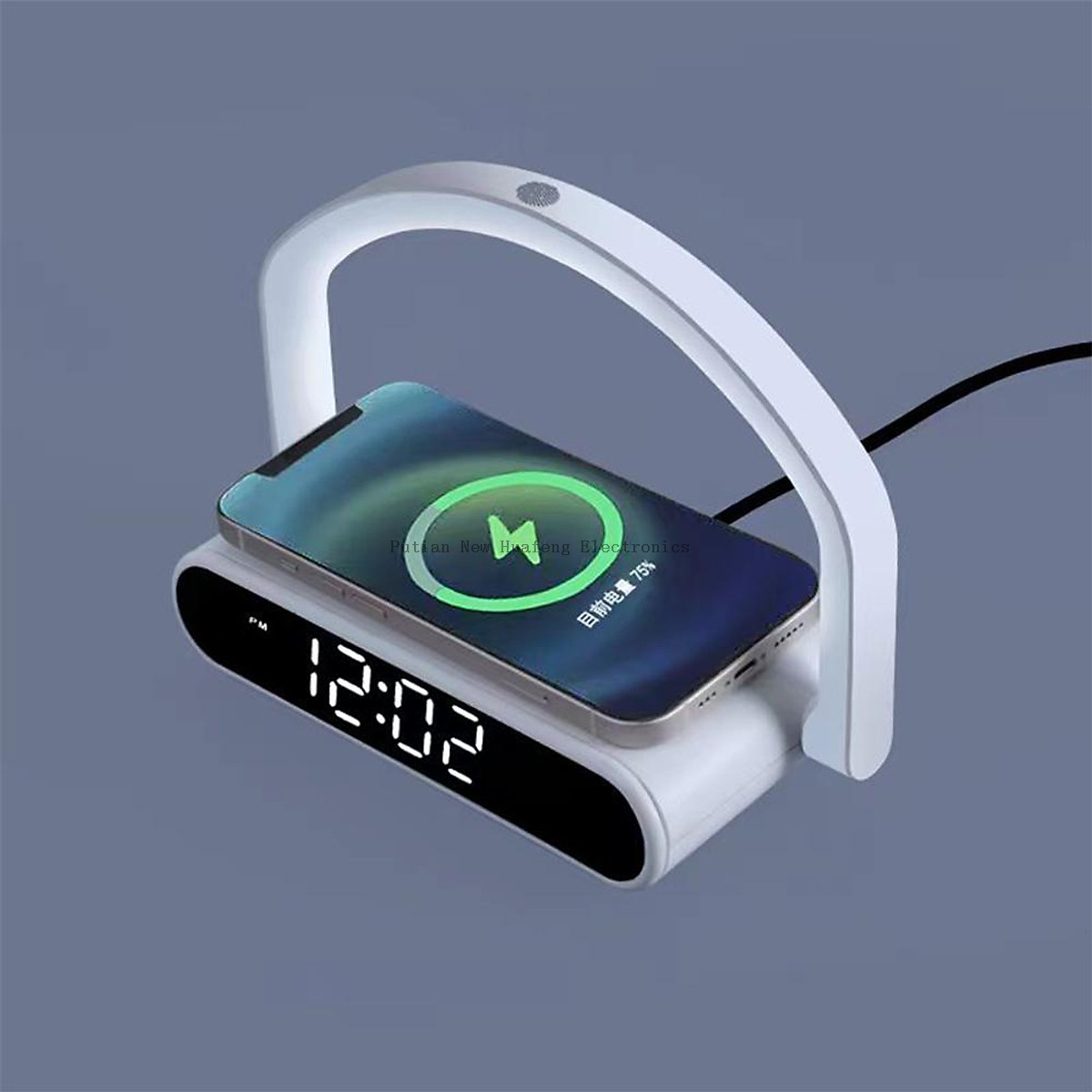 Reloj de escritorio electrónico, despertador casero multifuncional con carga inalámbrica 