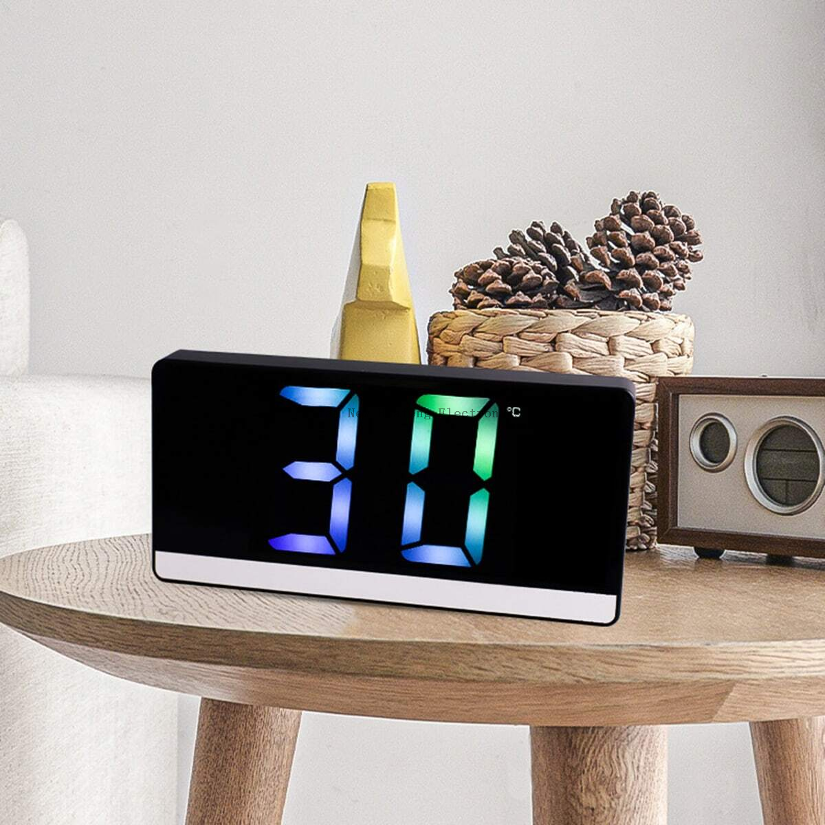 Reloj con espejo LED Digital controlado por voz con visualización de temperatura y tiempo para dormitorio y oficina