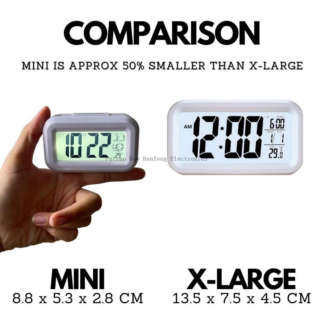 Mini reloj LCD portátil de viaje, despertador Digital electrónico con fecha, temperatura interior, luz de repetición,