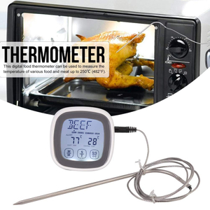 Termómetro digital para alimentos con pantalla táctil, termómetro para carne de lectura instantánea para horno de alta sensibilidad ShowTop con alerta de temporizador Sonda larga para alimentos para cocinar, barbacoa, hornear