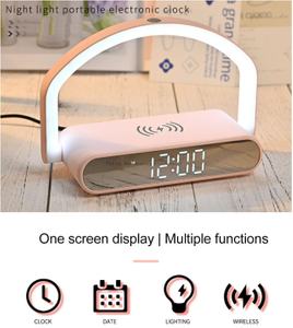 Reloj de escritorio electrónico, despertador casero multifuncional con carga inalámbrica 