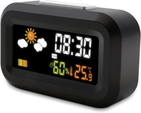 Reloj despertador Digital de viaje con pantalla LCD retroiluminada operada por batería despertador de 12/24 horas calendario meteorológico temperatura humedad